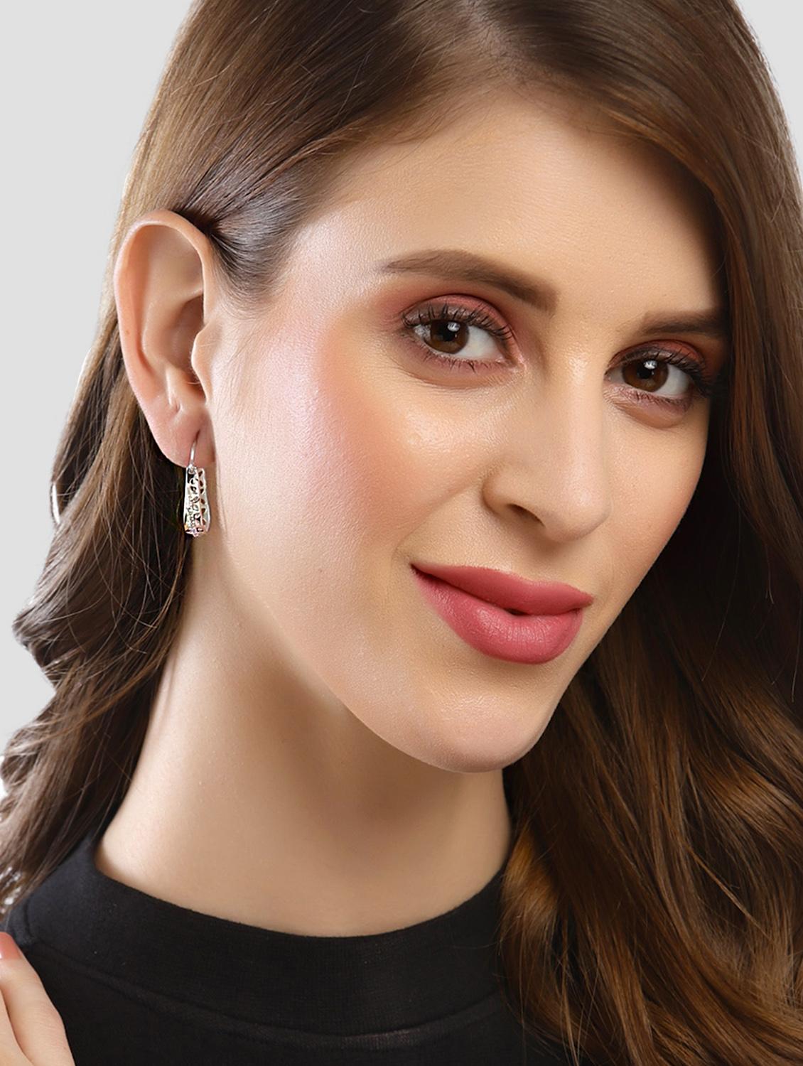silver plated hoop earring - 18633457 - Standard Image - 3