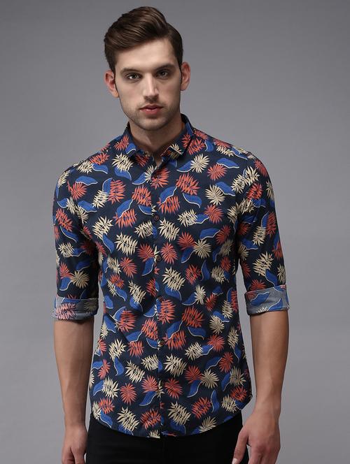 Mens Leaf Print Casual Shirt - 18636826 - Very Small Image - 1