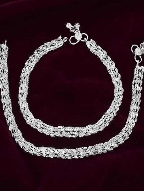 silver plated traditional payal - 18637449 - Very Small Image - 1