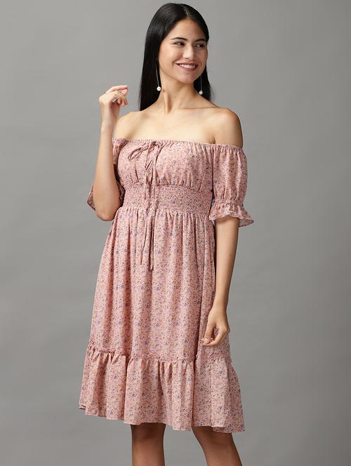 women printed off shoulder dress - 18658931 - Very Small Image - 1
