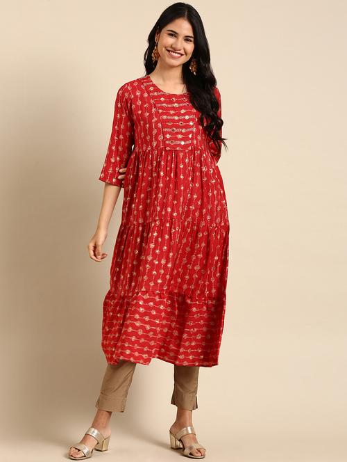 women's tiered kurta - 18683039 -  Standard Image - 0