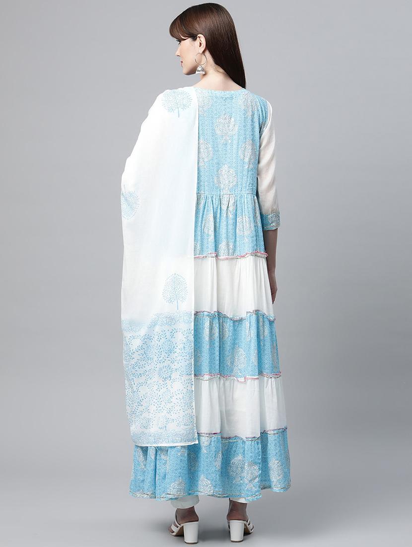 multi colored embroidered anarkali kurta with dupatta - 18686844 - Standard Image - 2