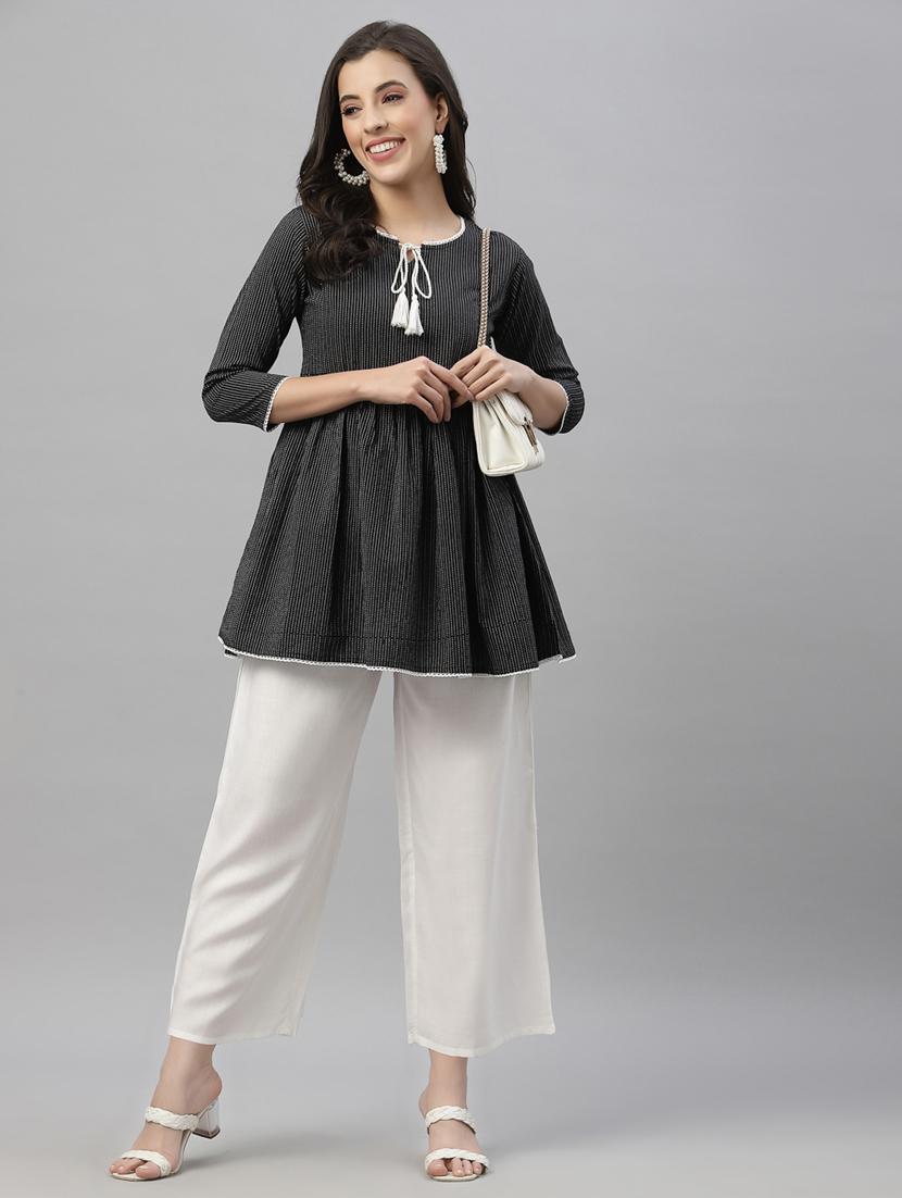 women solid wide leg palazzo - 18699899 - Standard Image - 4