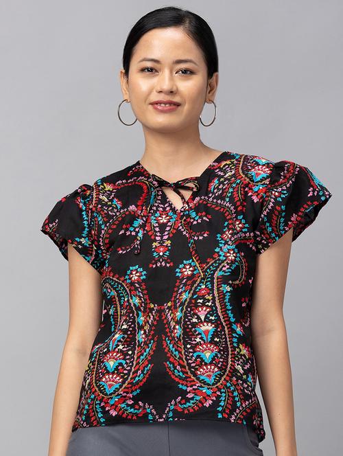 women's straight v neck top - 18734548 - Very Small Image - 1