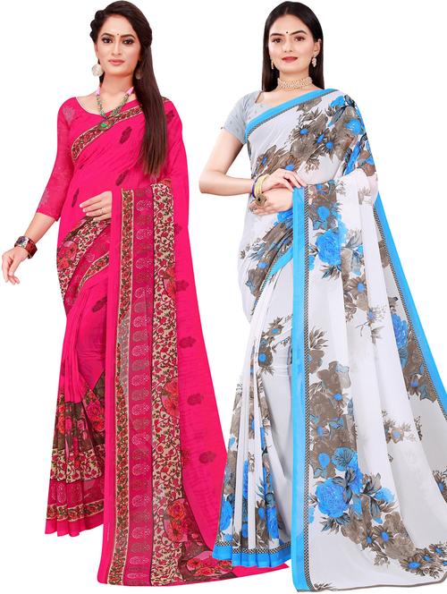 women's printed multi colored saree with blouse - 18741902 - Very Small Image - 1