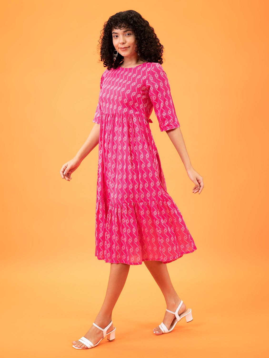 women's tiered dress printed dress - 18765329 - Standard Image - 2