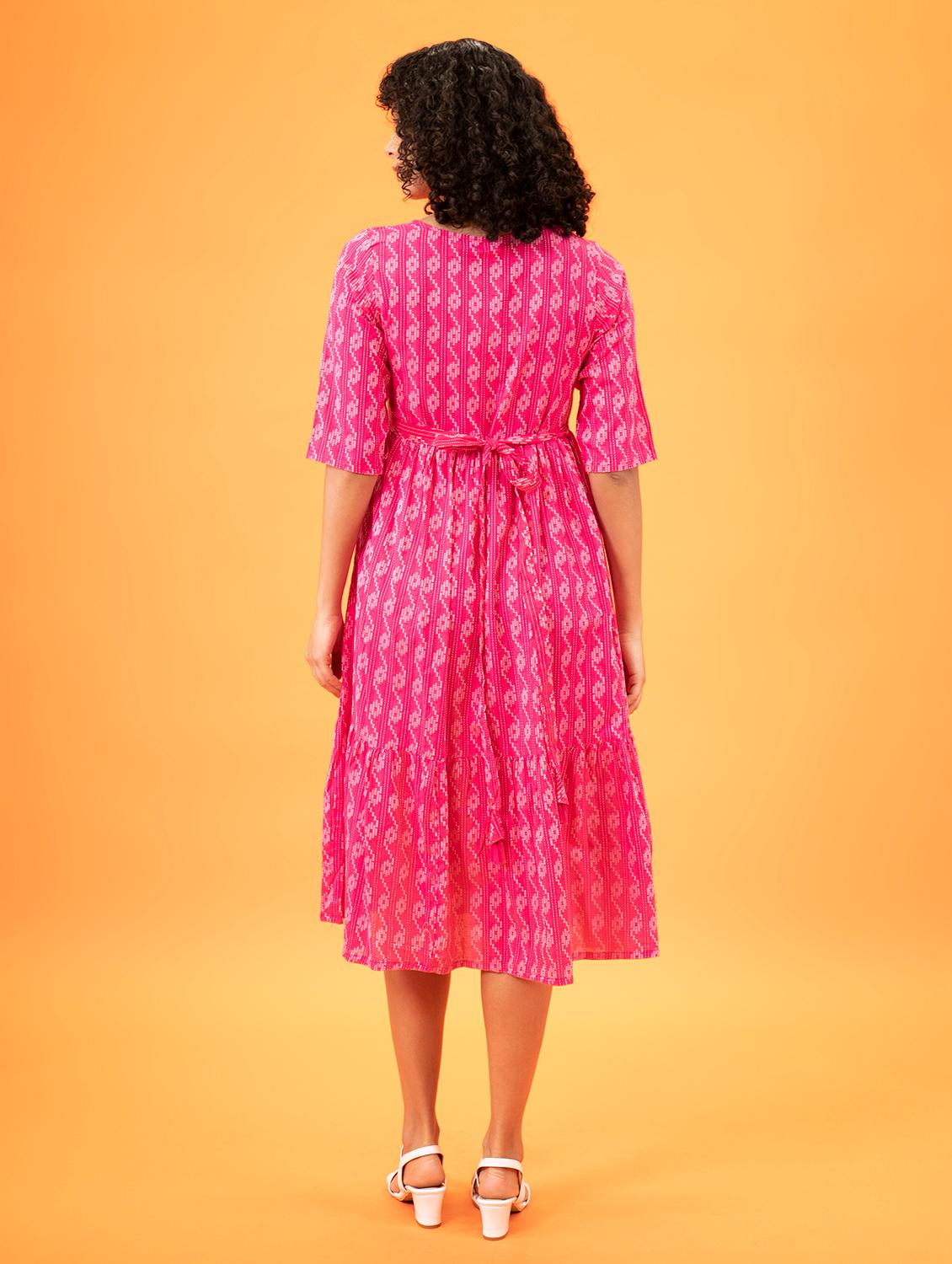 women's tiered dress printed dress - 18765329 - Standard Image - 4