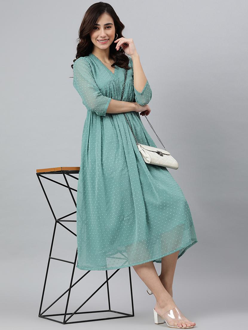 women's fit & flare self design dress - 18765334 - Standard Image - 4