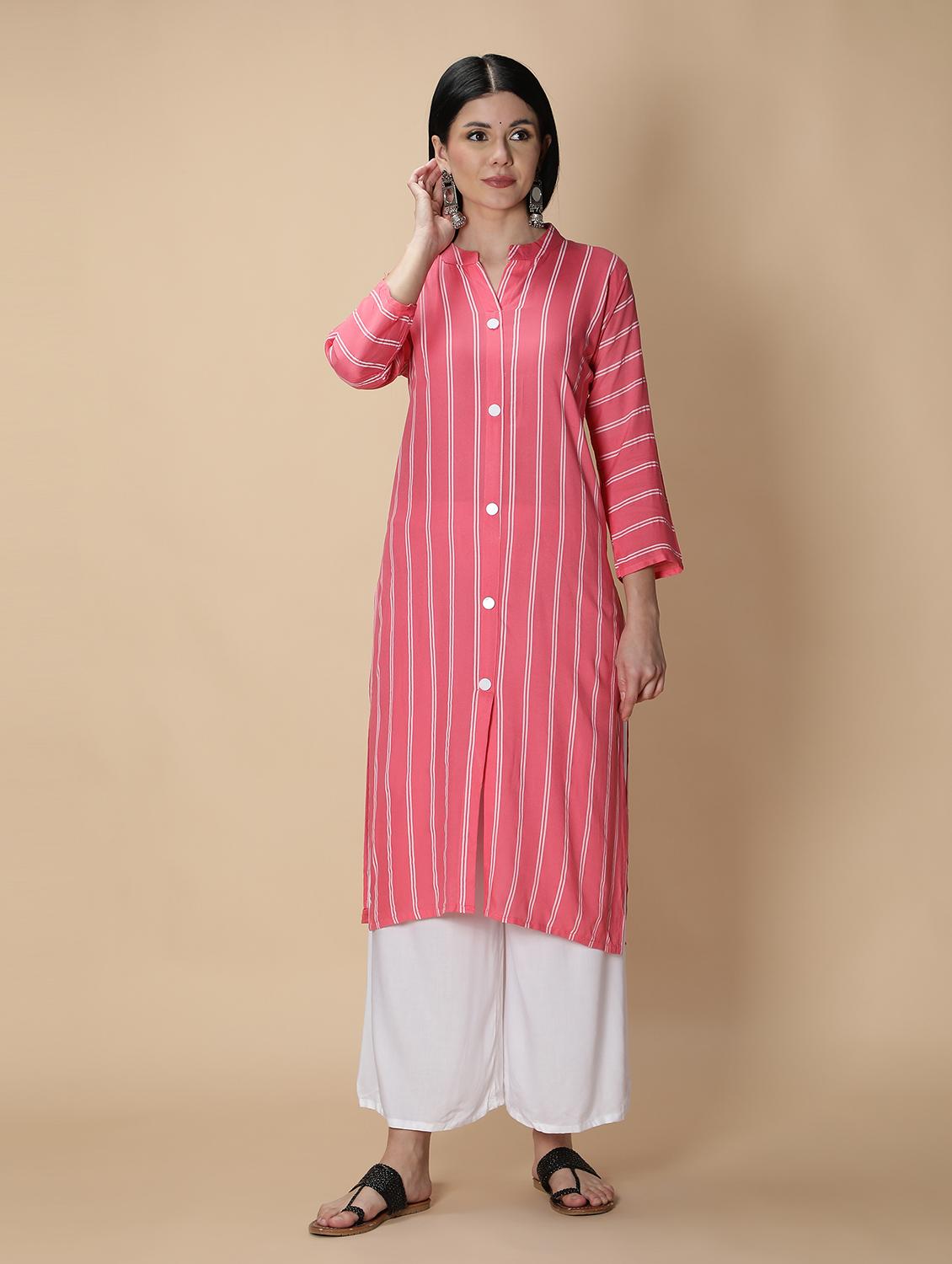 pink rayon kurta palazzo  set - 18789263 -  Standard Image - 0