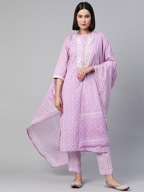 women kurta pant set with dupatta - 18847890 - Standard Image - 0