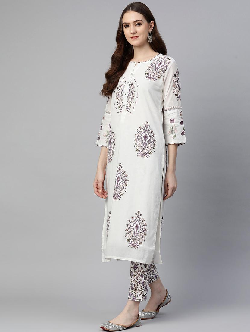 women white printed kurta pant set - 18847897 - Zoom Image - 2