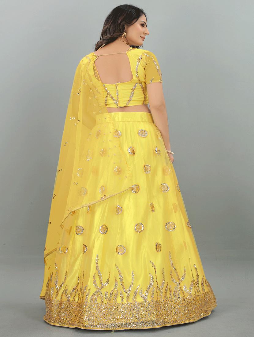 yellow net flared lehenga - 18865775 - Standard Image - 2