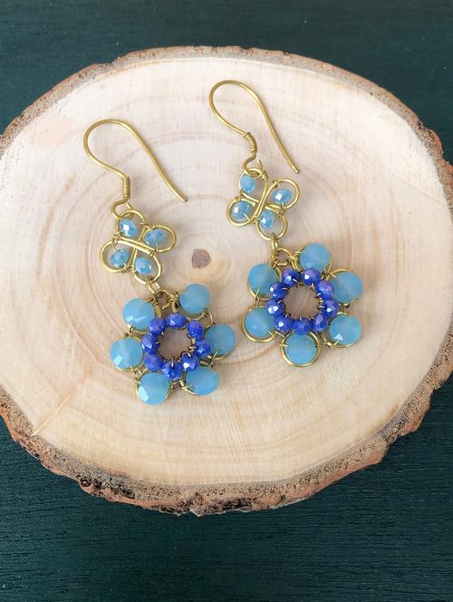 blue brass drop earring - 18875527 - Standard Image - 0
