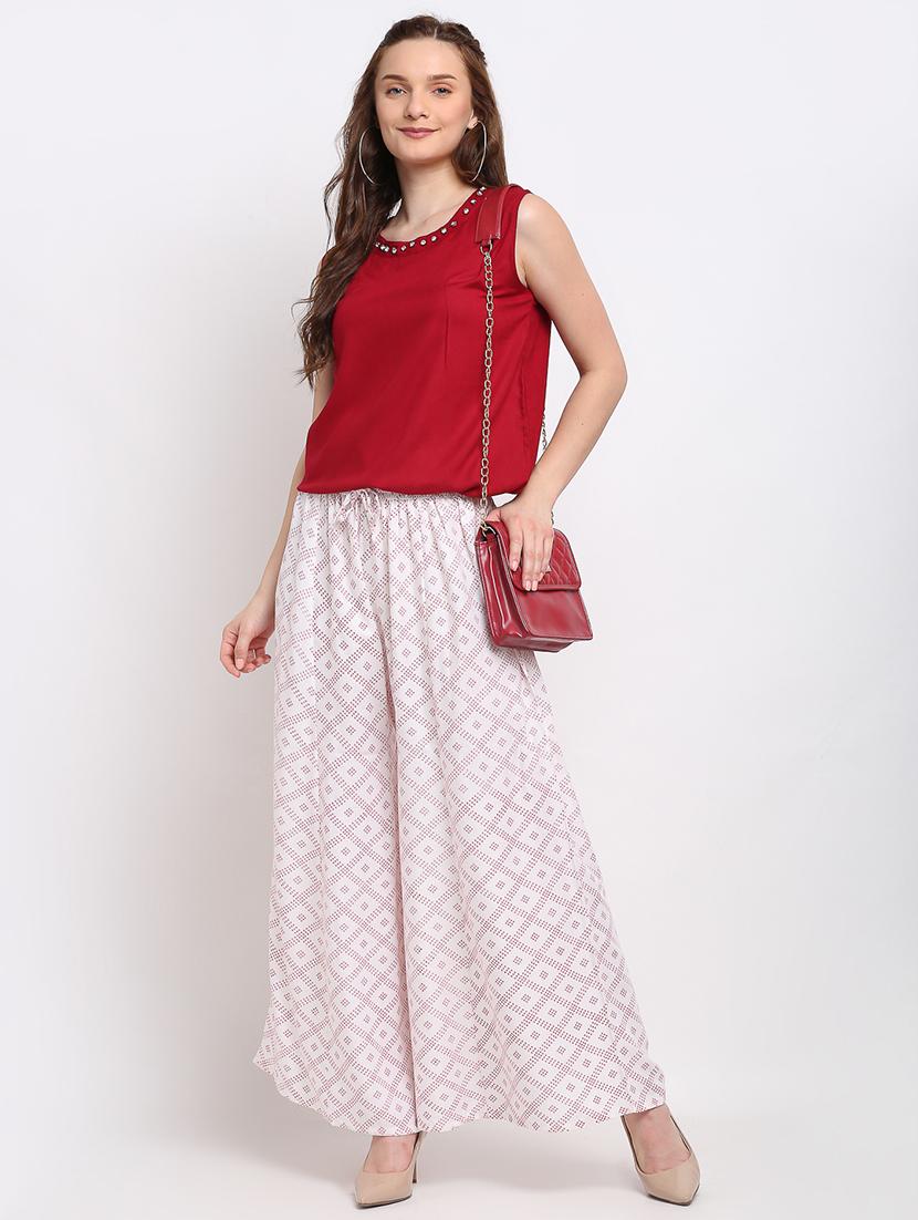 mid rise printed straight palazzo - 18893439 - Standard Image - 3