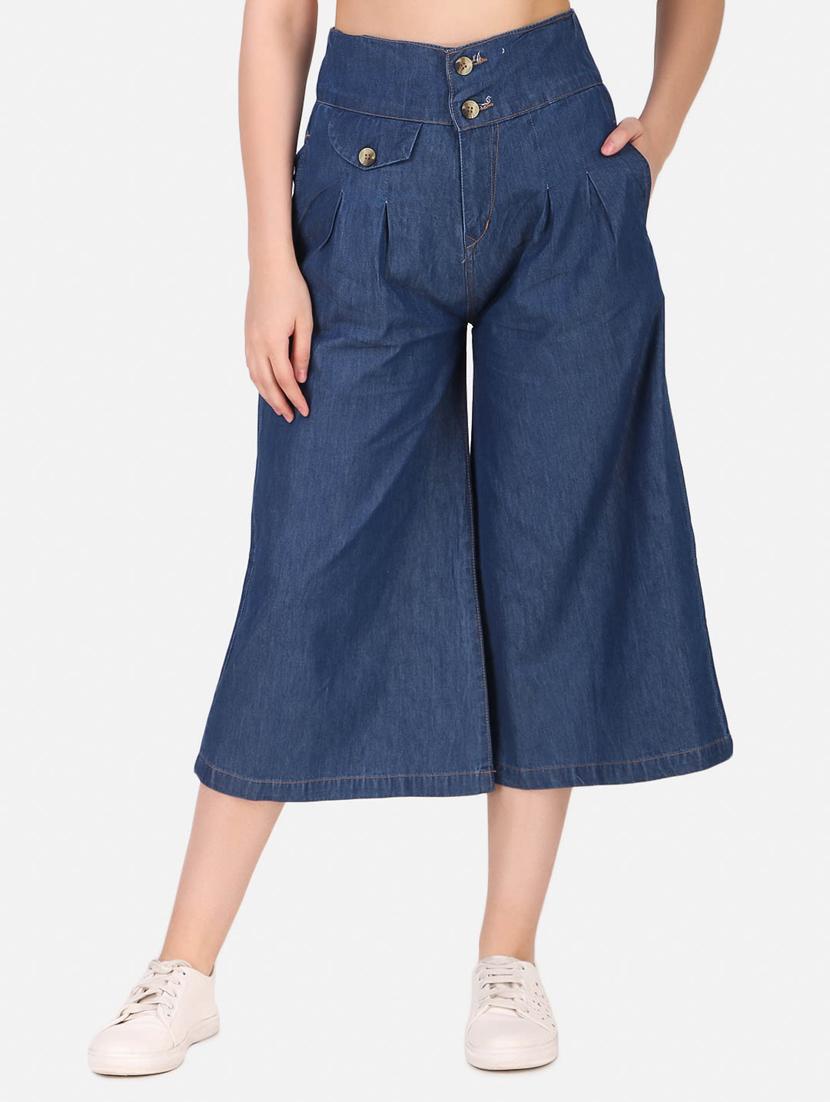 women mid rise solid culottes