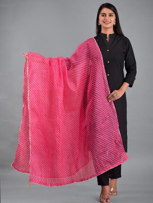 pink leheriya print gota patti dupatta - 18906781 - Very Small Image - 1