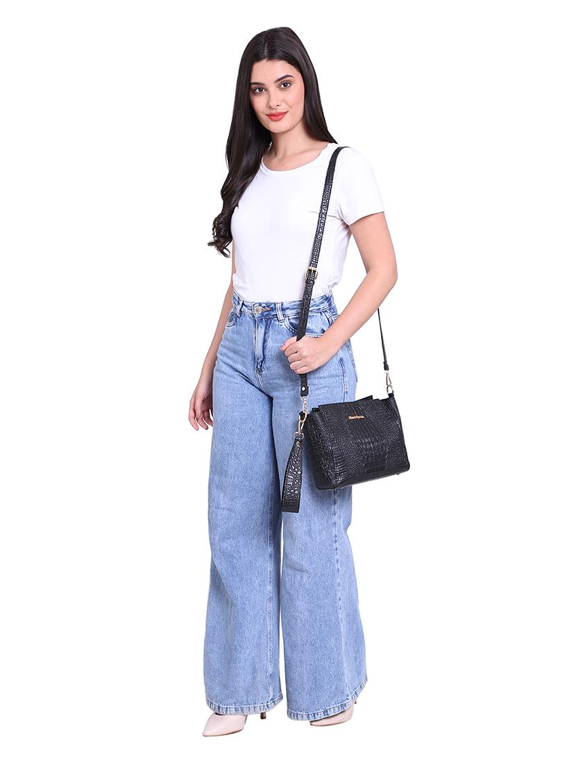 black leatherette (pu) sling bag - 18909272 - Standard Image - 5