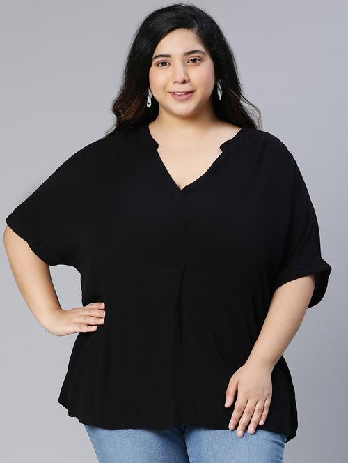 Women Plus Size Mandarin Neck Top - 18912750 - Very Small Image - 1