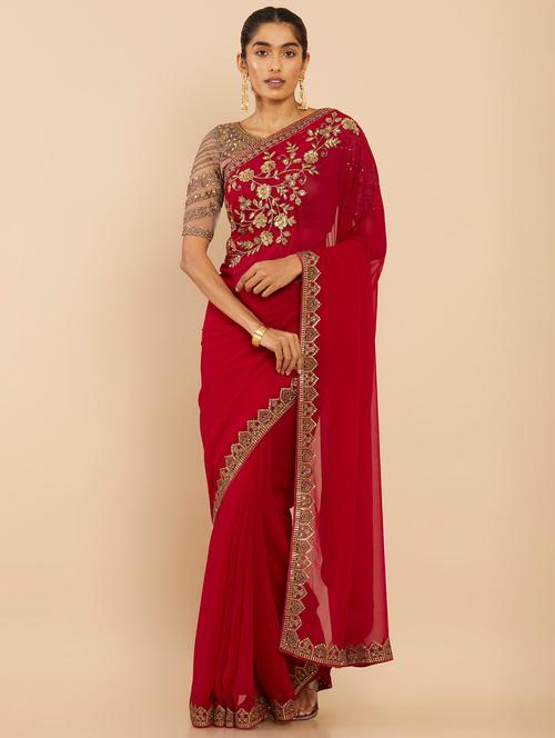 women's embroidered saree with blouse - 18933287 - Very Small Image - 1