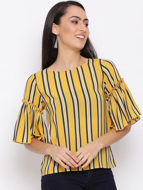 women yellow round neck top - 19036373 - Very Small Image - 1