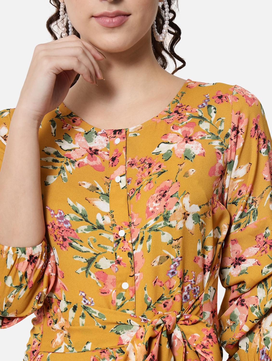 women's belted floral dress - 19082723 - Standard Image - 4