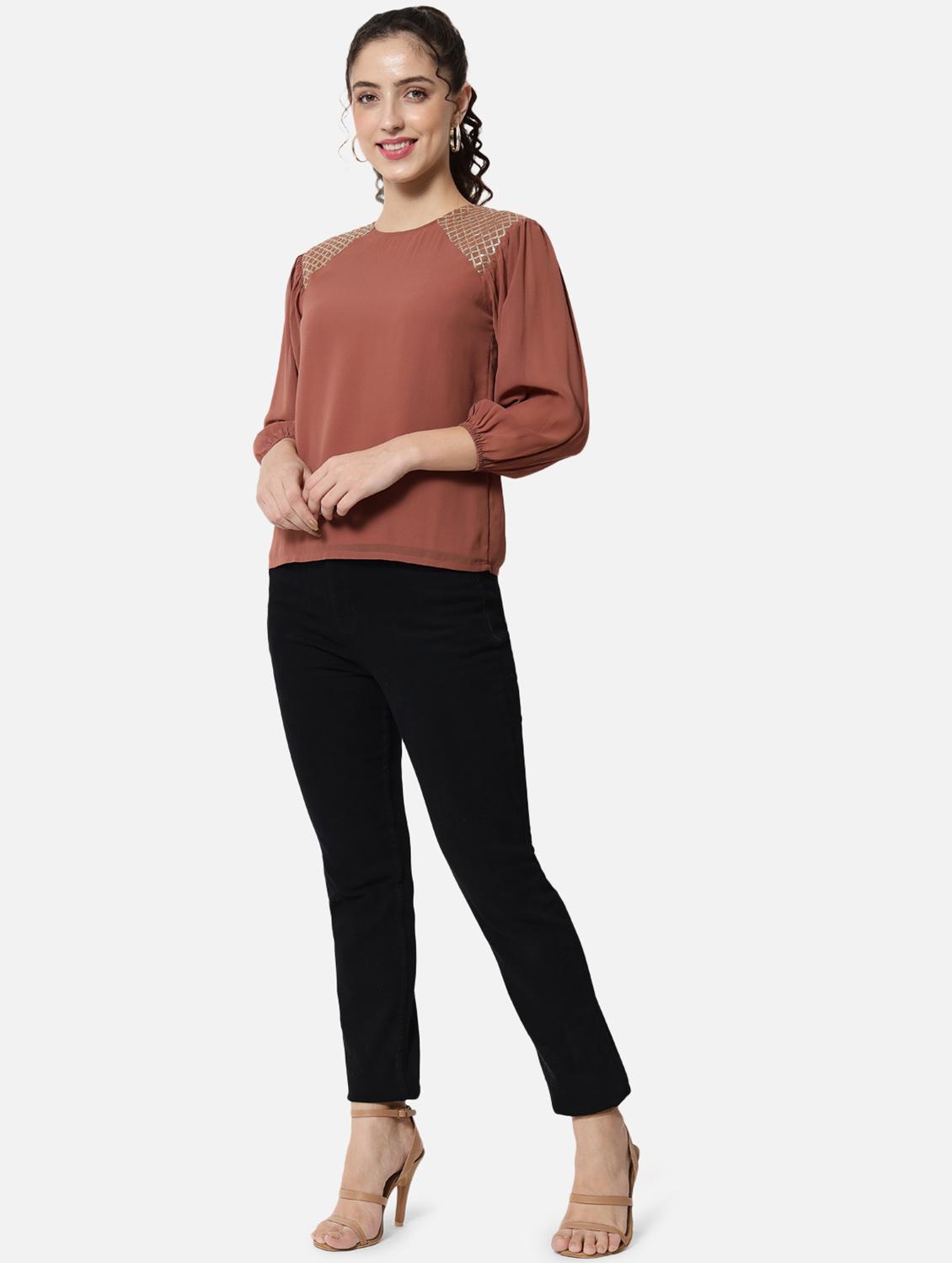 women's straight round neck top - 19086780 - Zoom Image - 4
