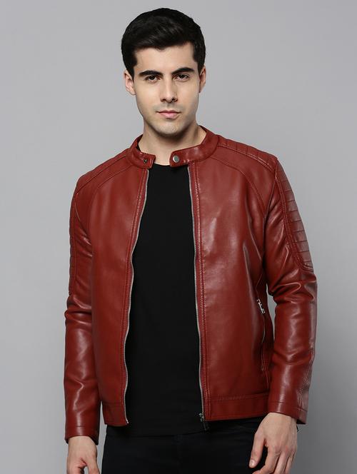 orange leather casual jacket - 19101539 - Very Small Image - 1