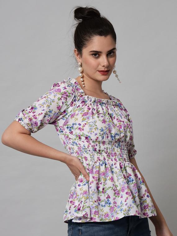women's peplum square neck top - 19124233 - Zoom Image - 2