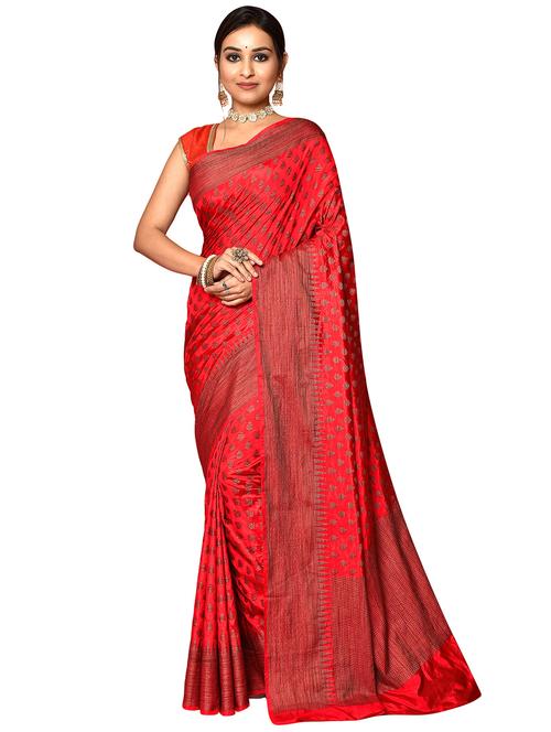 red dupion banarasi saree with blouse - 19126197 - Very Small Image - 1