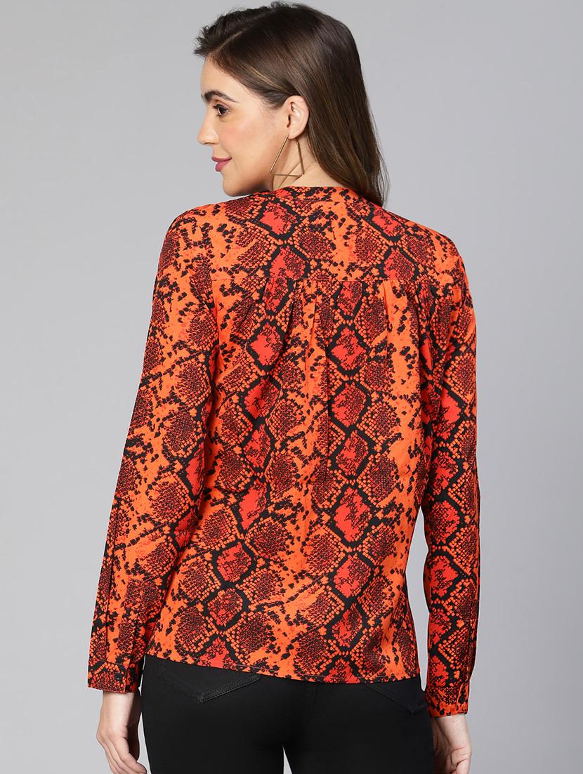 mandarin neck snake print shirt - 19128134 - Standard Image - 3