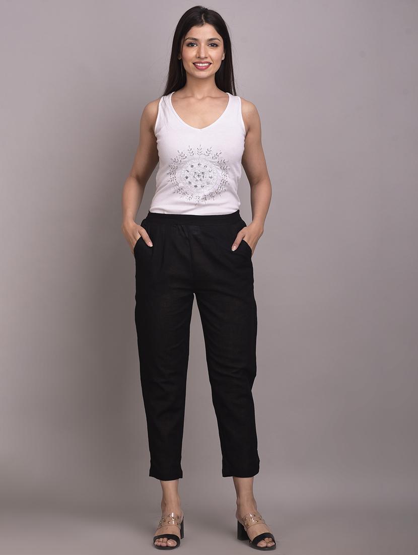 women solid cigarette pant - 19129029 - Standard Image - 3