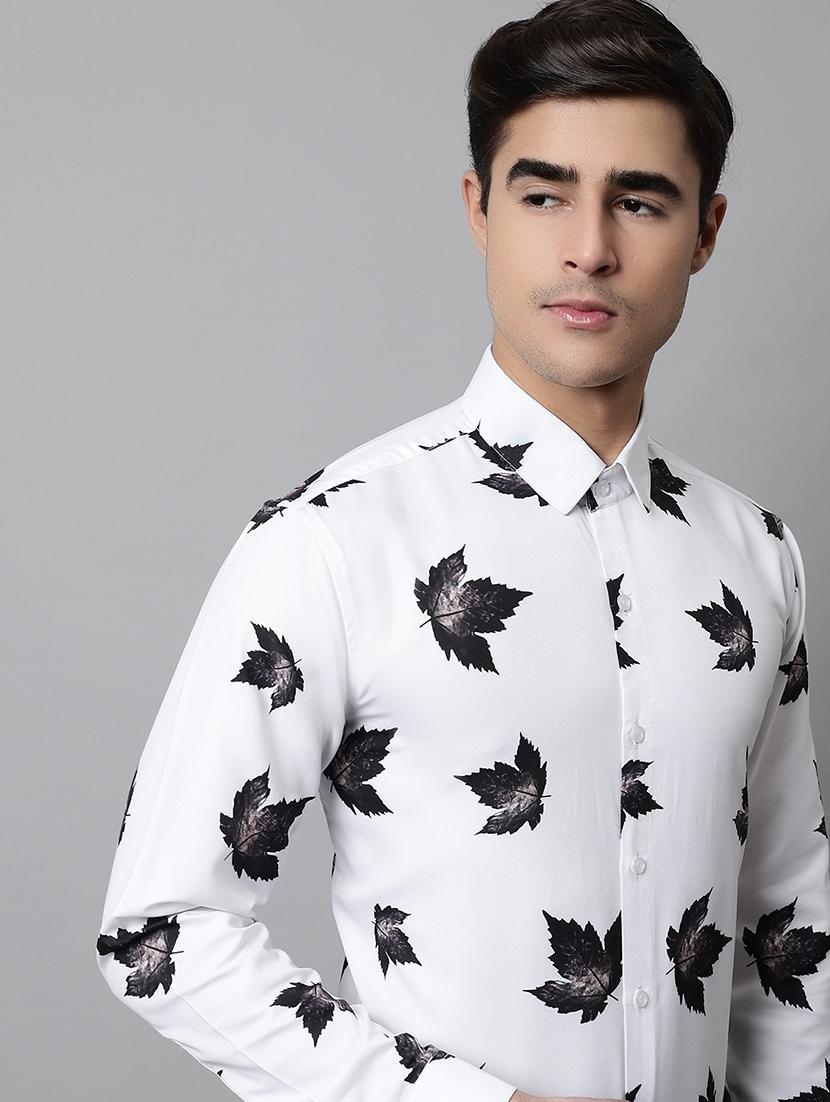 mens leaf print formal shirt - 19144623 - Standard Image - 4