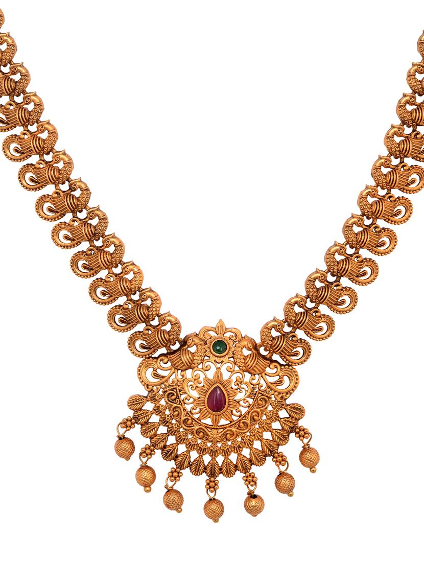 gold plated long necklace with earrings - 19157701 - Zoom Image - 2
