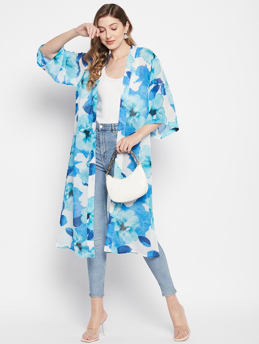 bell sleeved floral long shrug