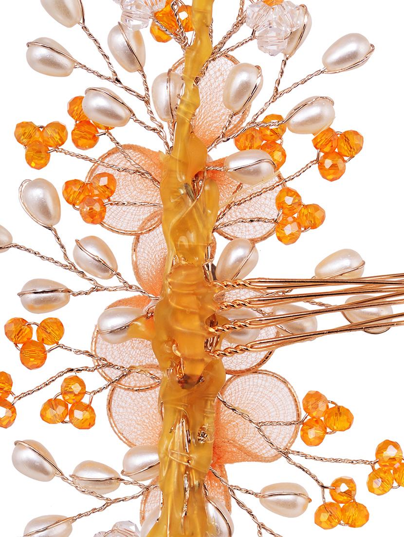 gold toned & orange stocking flowers beaded hair accessory - 19185883 - Standard Image - 3