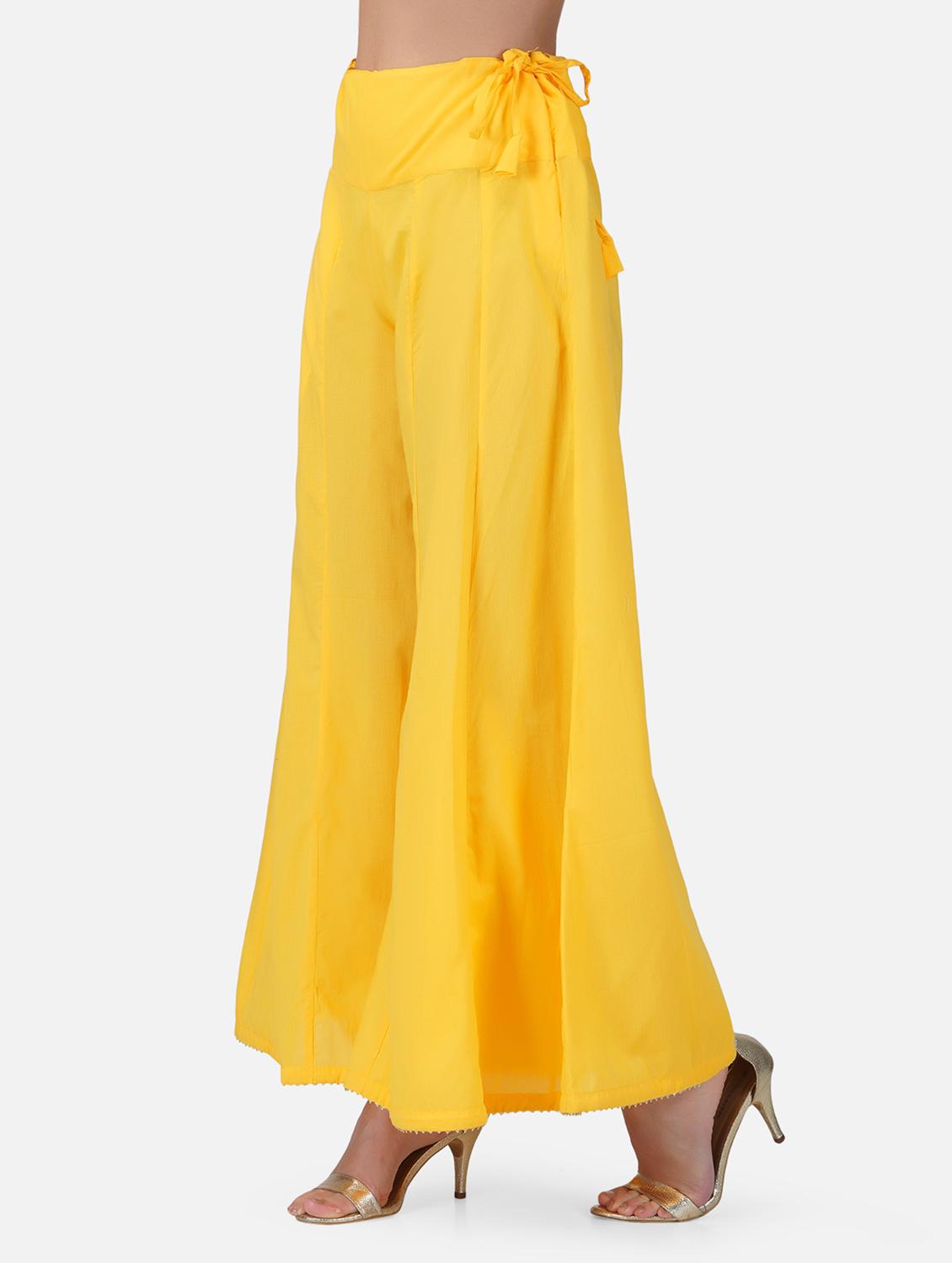 yellow cotton palazzos - 19219620 - Standard Image - 2