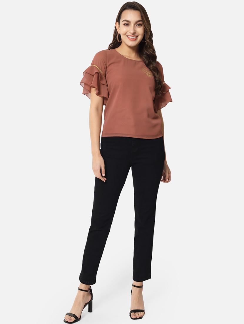 women's straight round neck top - 19225208 - Standard Image - 3