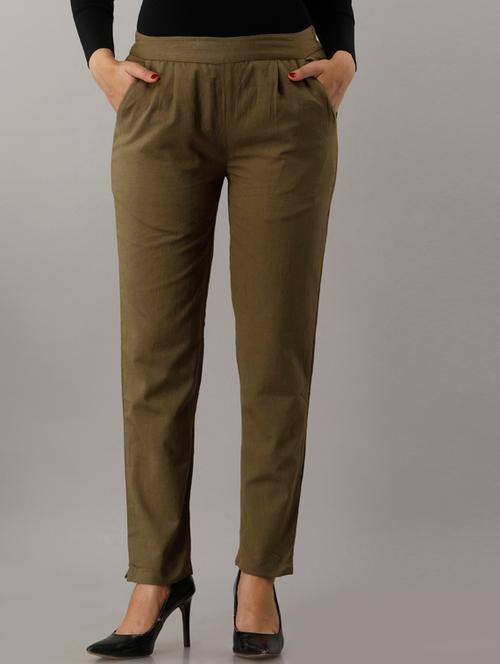 women solid pleated cigarette pants - 19257523 - Standard Image - 0