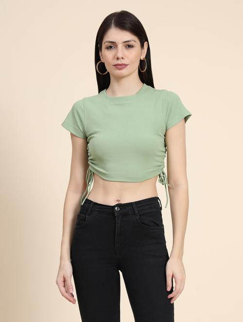 women's crop crew neck top - 19257700 - Very Small Image - 1