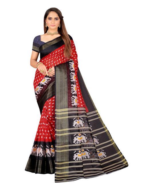 women ikat printed saree with blouse - 19265767 - Very Small Image - 1