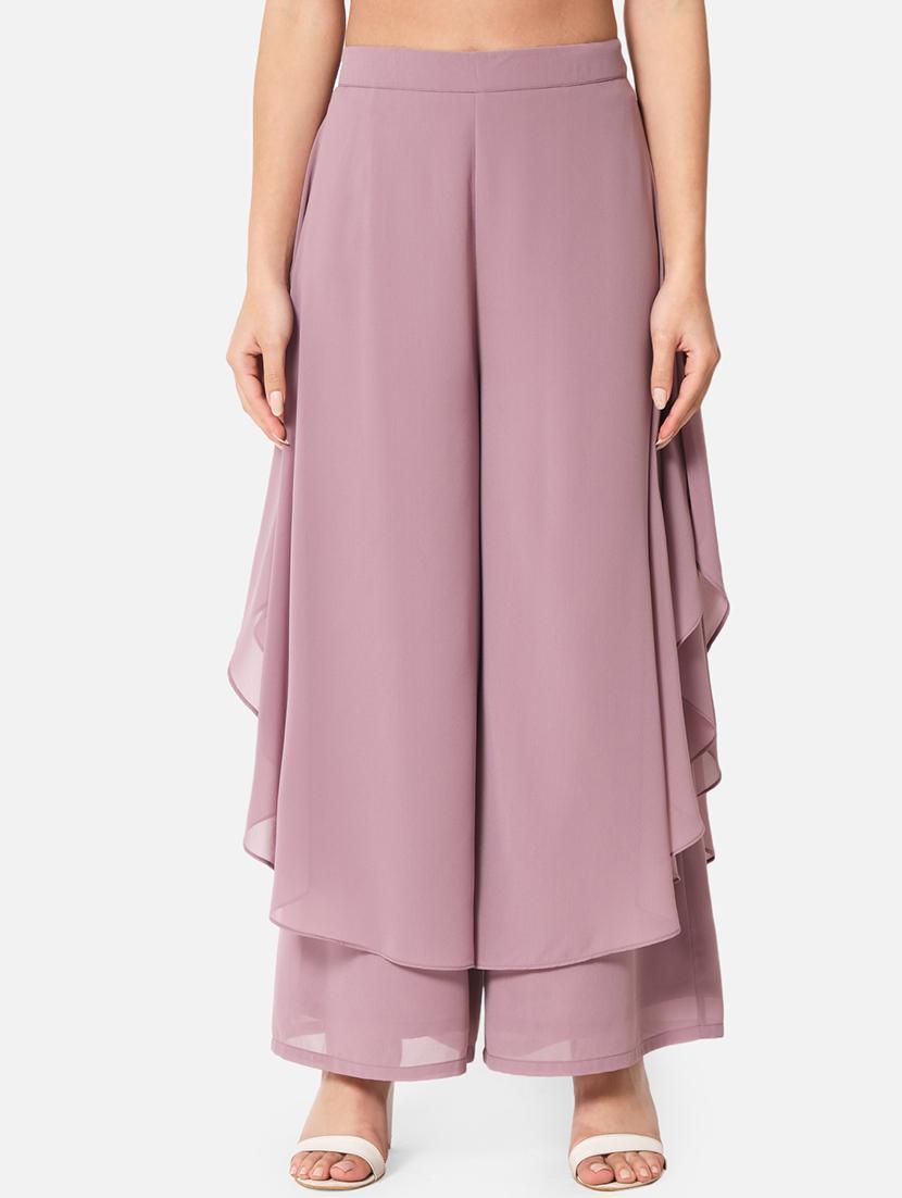 mauve solid flared palazzo - 19298120 -  Zoom Image - 0