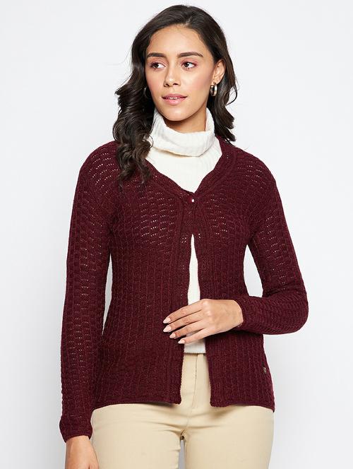 self design wool blend cardigan - 19304803 - Very Small Image - 1