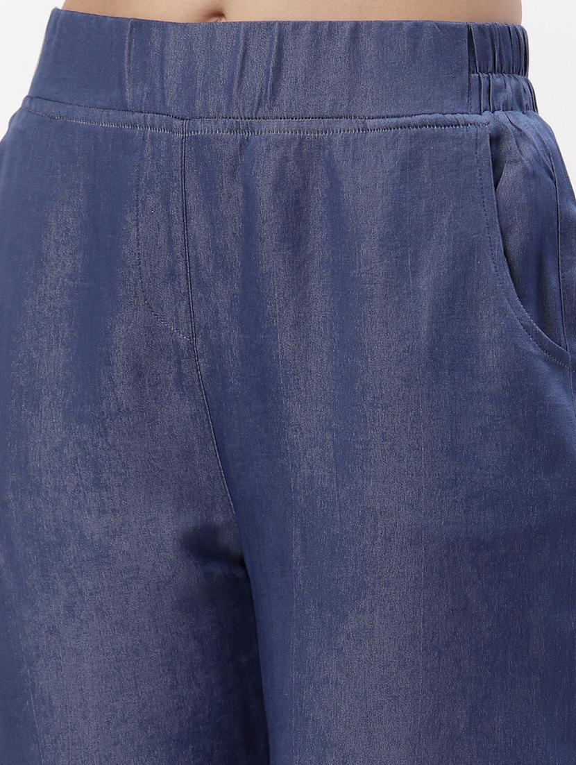 blue solid palazzo - 19304903 - Standard Image - 4