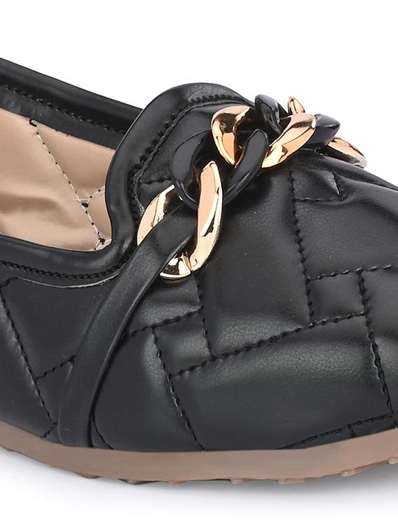 black synthetic slip on loafers - 19313842 - Standard Image - 4