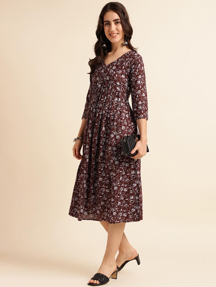 printed rayon flared dress - 19337188 - Zoom Image - 2