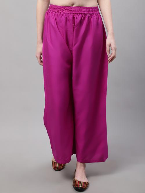 fuchsia viscose flared palazzo - 19343056 -  Standard Image - 0