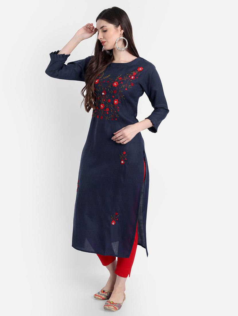 women's straight kurta - 19350378 - Standard Image - 2