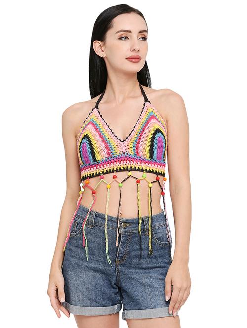 multi colored crochet bikini bra - 19350435 - Very Small Image - 1