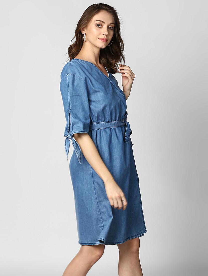 women's wrap solid dress - 19371406 - Standard Image - 3
