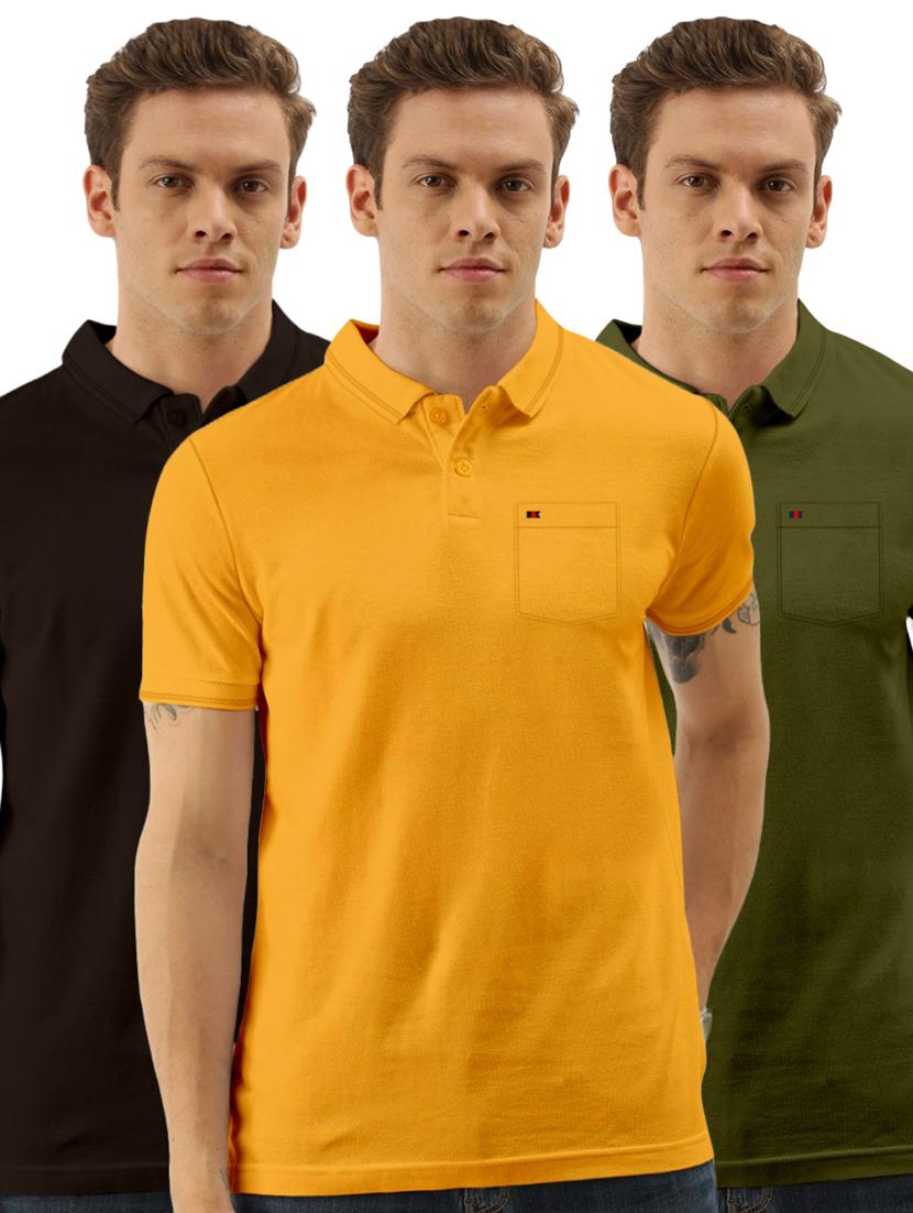 pack of 3 solid polo t-shirts